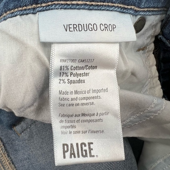 PAIGE Verdugo Crop Denim Jeans Size 28 Women’s - Picture 4 of 7